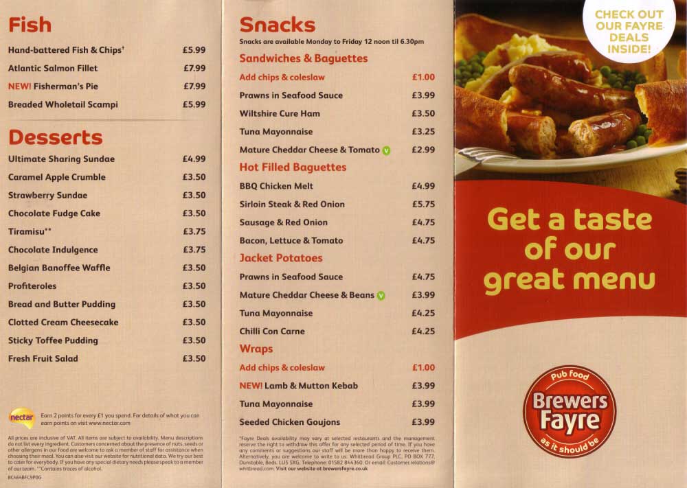 Chestertourist.com - Twirl of Hay Boughton Chester Menu Page One